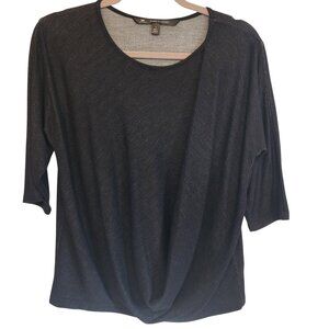 Lee Riders Shape Illusions Black Soot Draped Knit Top Size L